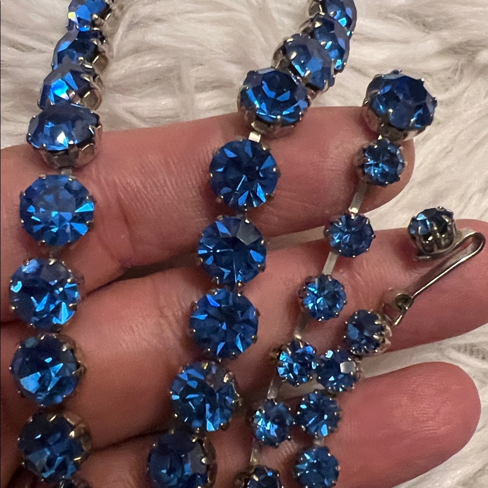 ALBERT WEISS Bright Blue Austrian Crystal Choker Necklace - Picture 4 of 12